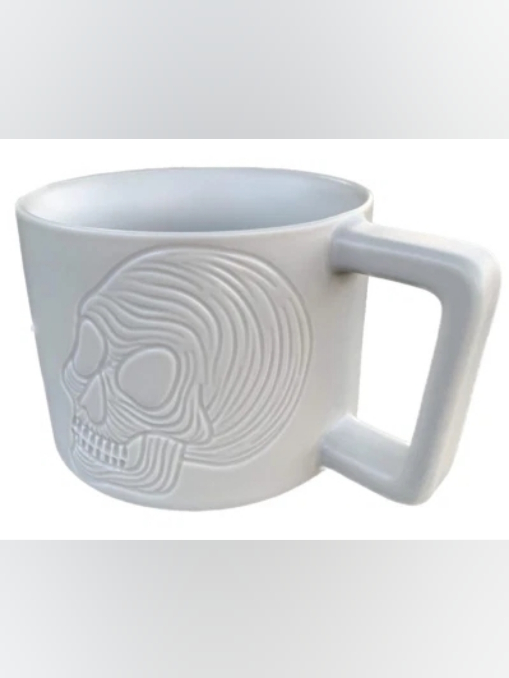 Starbucks 2019 White Skull Halloween Ceramic Stackable Mug Cup 12 oz